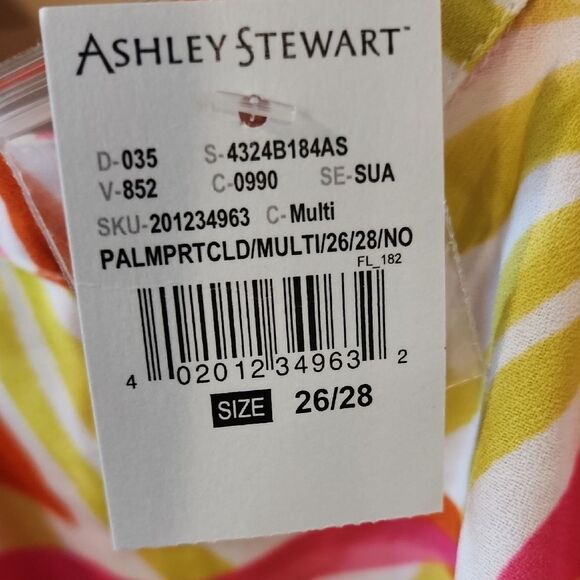 Ashley Stewart Resort-Ready Pink and Orange Flutter Sleeve Dress - Picture 3 of 5